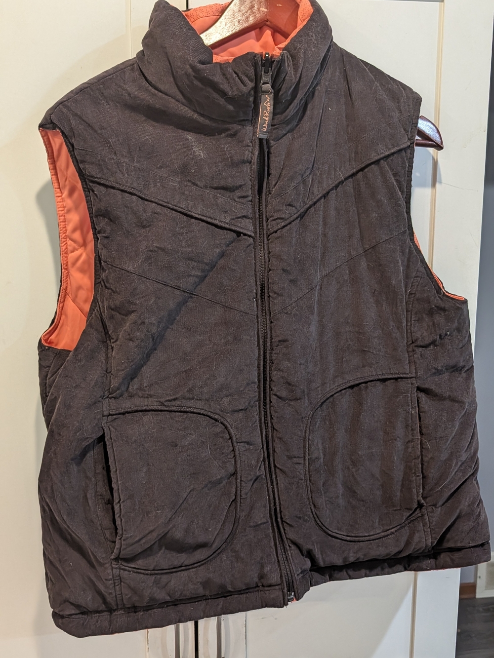 Wind River Women’s Pink and Gray Quilted & Corderoy Vest with Decorative Trim